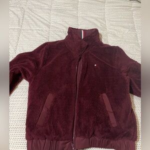 Tommy Hilfiger Burgundy Reversible Sherpa Jacket - Women | Color: Burgundy|